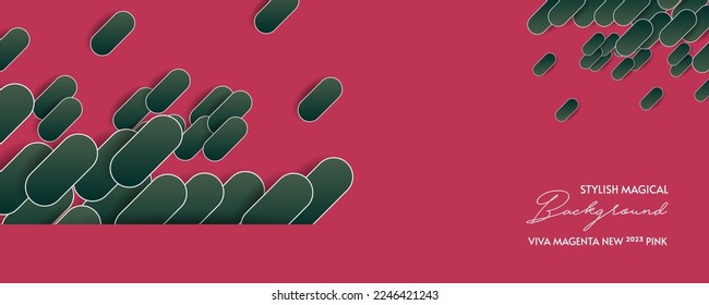 Courage stylish Abstract background on real pink Viva Magenta color futuristic elements banner geometric pink gradient for web or print