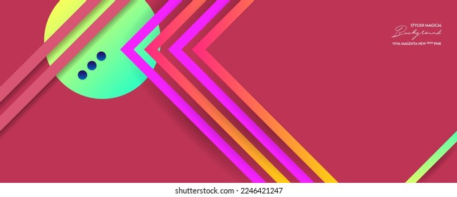 Coraje elegante Resumen fondo sobre el color real rosa Viva Magenta elementos futuristas banner gradiente geométrico rosa para web o impresión