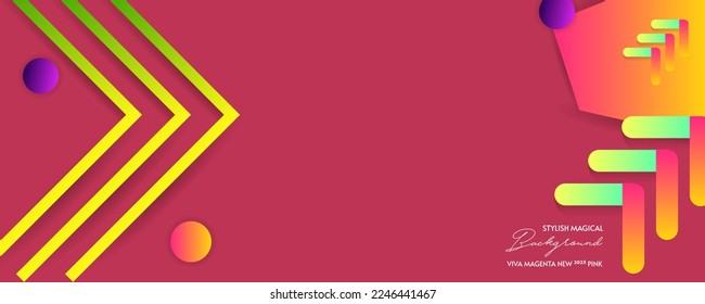 Courage stylish Abstract background on real pink Viva Magenta color futuristic elements banner geometric pink gradient for web or print