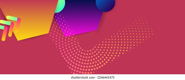 Courage stylish Abstract background on real pink Viva Magenta color futuristic elements banner geometric pink gradient for web or print