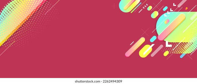 Courage stylish Abstract background on real pink Viva Magenta color futuristic elements banner geometric pink gradient for web or print