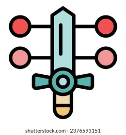 Courage sword icon outline vector. Business career. Gap challenge color flat