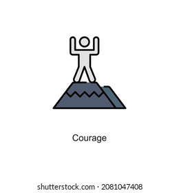 Courage Vektorgrafik füllen Umriss Symbol. Pixel perfekt. Für Mobile und Web. Stockillustration