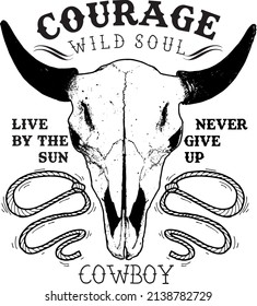 Courage wild soul. Skull, ox head