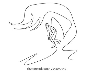 a courageous adventurous person surfing among the waves in the sea