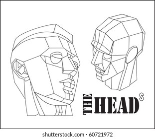 Courageous human heads on a white background