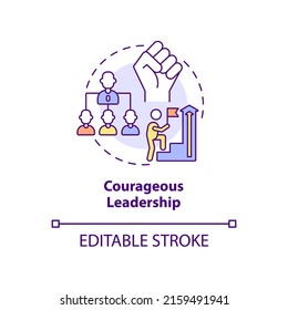 Courageous leadership concept icon. Essential soft skill for employee abstract idea thin line illustration. Isolated outline drawing. Editable stroke. Arial, Myriad Pro-Bold fonts used
