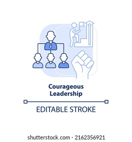 Courageous leadership light blue concept icon. Essential soft skill for employee abstract idea thin line illustration. Isolated outline drawing. Editable stroke. Arial, Myriad Pro-Bold fonts used