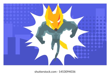 Courageous Superhero Fantastic Animal in Costume and Mask, Design Element Can Be Used For Birthday Invitation Card, Poster, Banner, Booklet, Brochure, Flyer Vector Illustration