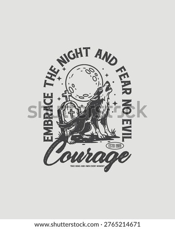 Courageous Wolf Howling at the Moon Embracing Night and Fear No
