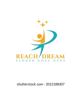 Courageous Youth Reach Dream Stars Logo Design Vector