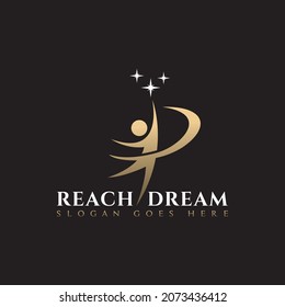 Courageous Youth Reach Dream Stars Logo Design vector