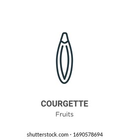 Courgette outline vector icon. Thin line black courgette icon, flat vector simple element illustration from editable fruits concept isolated stroke on white background