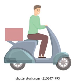 Vector de dibujos animados de icono de bicicleta de Courier. Parto. Caja de alimentos