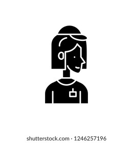 Courier black icon, vector sign on isolated background. Courier concept symbol, illustration 
