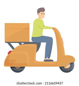 Courier boy icon cartoon vector. Scooter delivery. Food service