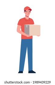 The courier brought the box. Safe delivery of the order from the delivery service.
