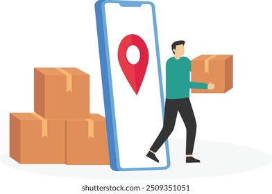 Courier brought package. Delivery services. Stay safe concept. Flat vector illustration.

