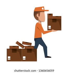 Courier with cardboard boxes avatar