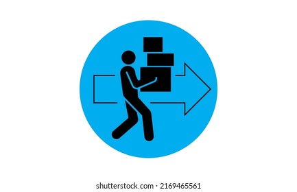 Courier carries the boxes. Lots of mailboxes in hand. service delivery icon. vector isolated illustration