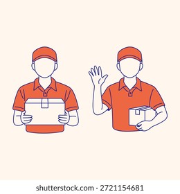 Courier Carrying Package Faceless Character Illustration