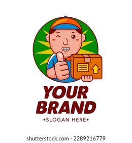 Courier Cartoon Character Logo Vector Template