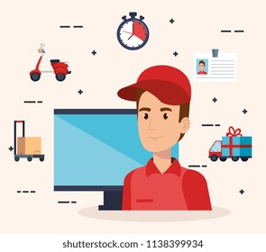 courier character delivery service icon