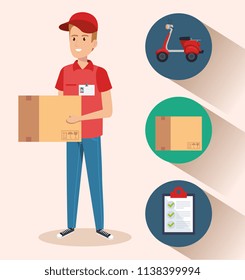 courier character delivery service icon