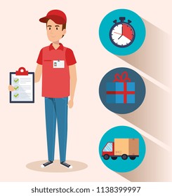 courier character delivery service icon