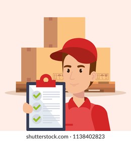 courier character delivery service icon