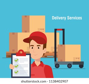 courier character delivery service icon