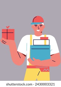 Courier character. Vector illustration in cartoon flat style. Labor day. Various professions and specialists	
