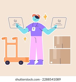 Courier Checking the Delivery package