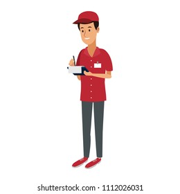 Courier with clipboard