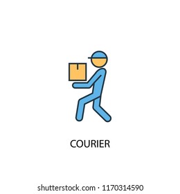 courier concept 2 colored line icon. Simple yellow and blue element illustration. courier concept outline symbol design from Delivery set