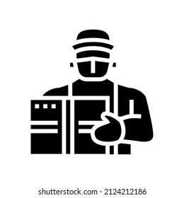 courier contactless glyph icon vector. courier contactless sign. isolated contour symbol black illustration