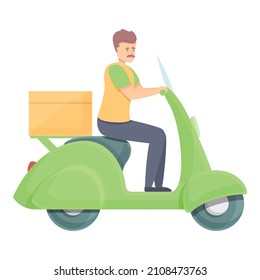 Courier deliver icon cartoon vector. Scooter delivery man. Food service