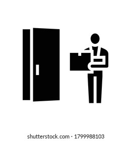 courier delivering box glyph icon vector. courier delivering box sign. isolated contour symbol black illustration