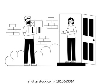 Ilustración de contorno plano sin contacto de Courier