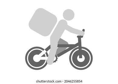 courier delivering food on a bicycle, icon on a white background