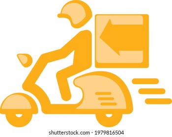 Courier delivering goods on motor scooter