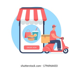 A courier delivering orders from the online store