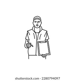 Icono de línea negra de entrega de correo. Recibiendo mercaderías. Pictograma para página web, aplicación móvil, promoción.