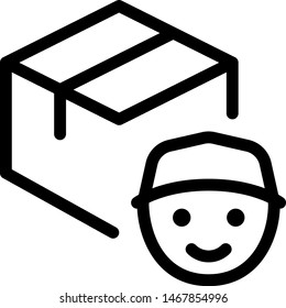 Courier delivery boy face logotype with shipping box