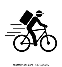 Courier delivery by bicycle Icon, Shipping fast deliveryman riding bike symbol, Pictogram flat design for apps and websites, Track and trace processing status, Vector illustration