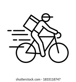 Courier delivery by bicycle Icon, Shipping fast deliveryman riding bike symbol, Pictogram flat design for apps and websites, Track and trace processing status, Vector illustration