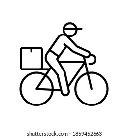 Courier delivery by bicycle Icon, Shipping fast deliveryman riding bike symbol, Pictogram flat design for apps and websites, Track and trace processing status, Vector illustration