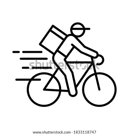 Courier delivery by bicycle Icon, Shipping fast deliveryman riding bike symbol, Pictogram flat design for apps and websites, Track and trace processing status, Vector illustration