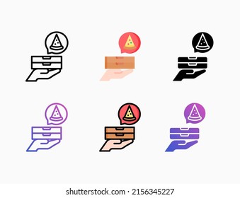 Icono de la puerta de entrega del mensajero con línea, contorno, plano, relleno, glifo, color, gradiente. Actrazo editable y píxel perfecto. Se puede usar para productos digitales, presentación, diseño de impresión y más.