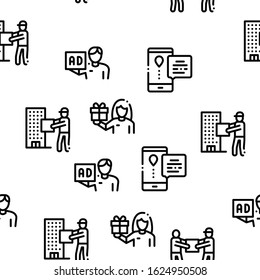 Courier Delivery Job Seamless Pattern Vector Thin Line. Illustrations